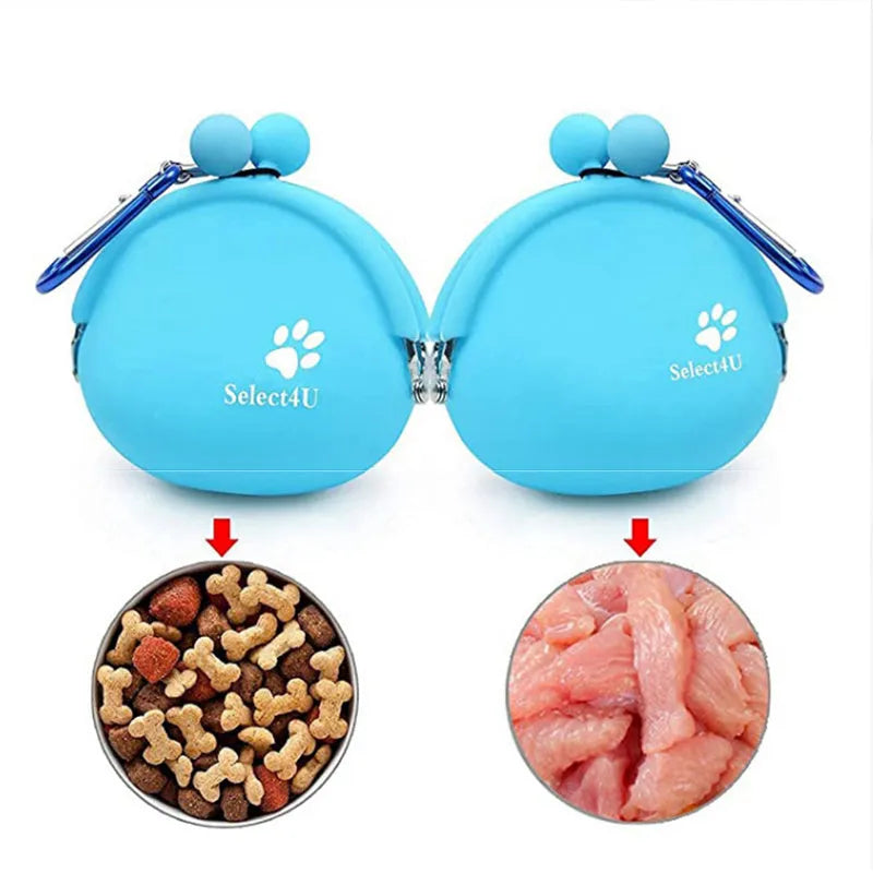 Yellow silicone dog training treat waist bag with hook-and-loop closure