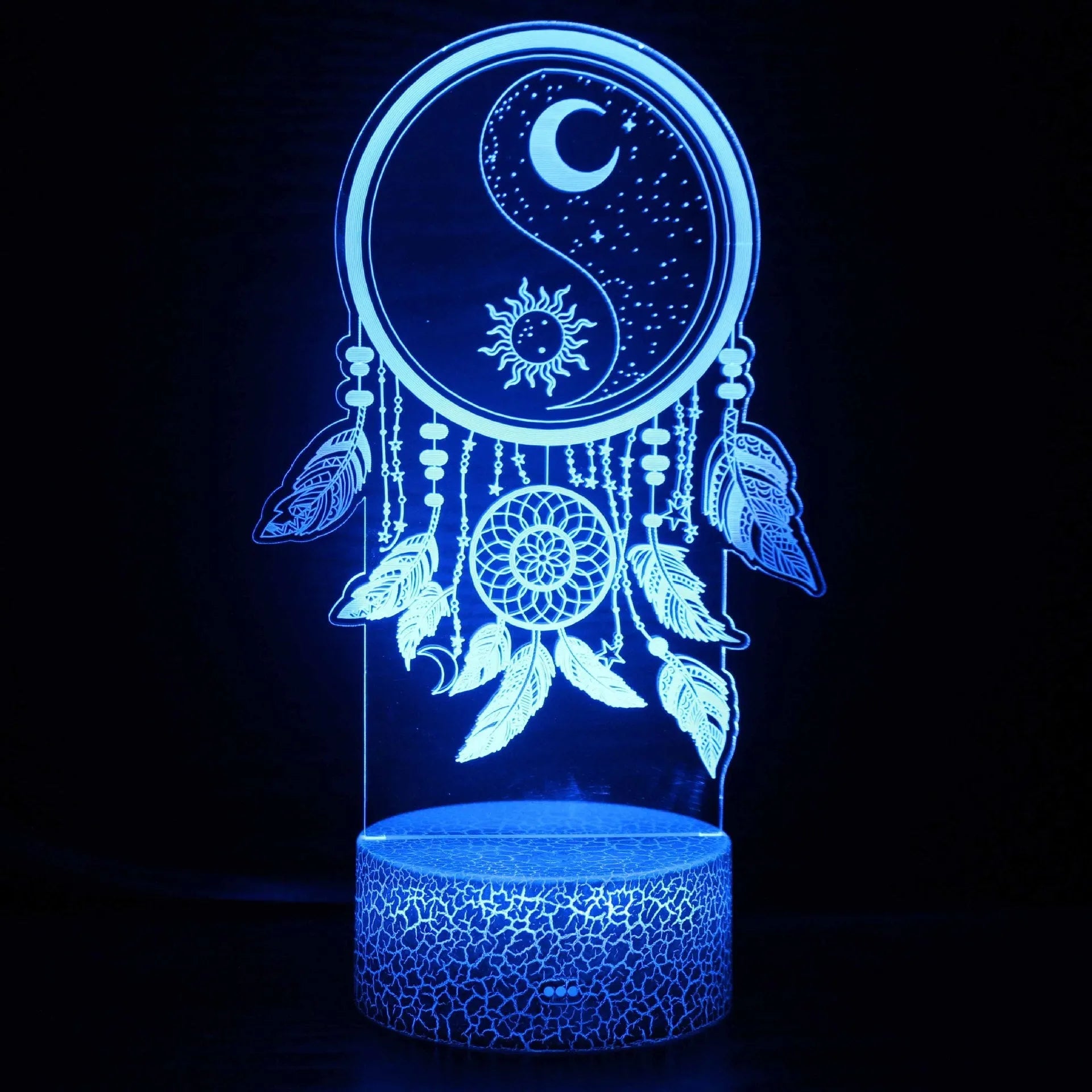 3D cartoon style LED night lamp with USB power cable and touch control base on bedside table