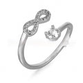 Geometric open ring with zircon inlay displaying custom English letter on metal band