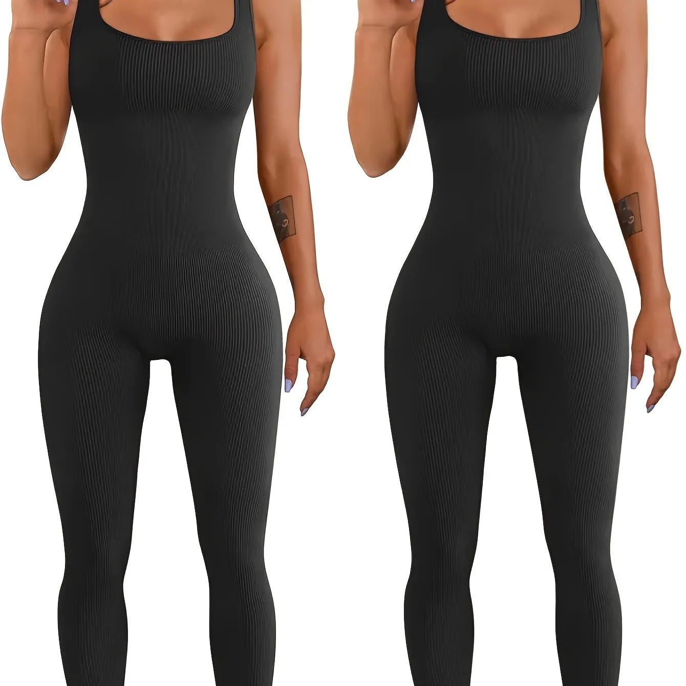 Women's beige suspender tank top tights with button detailing and long sleeves made from spandex fabric.