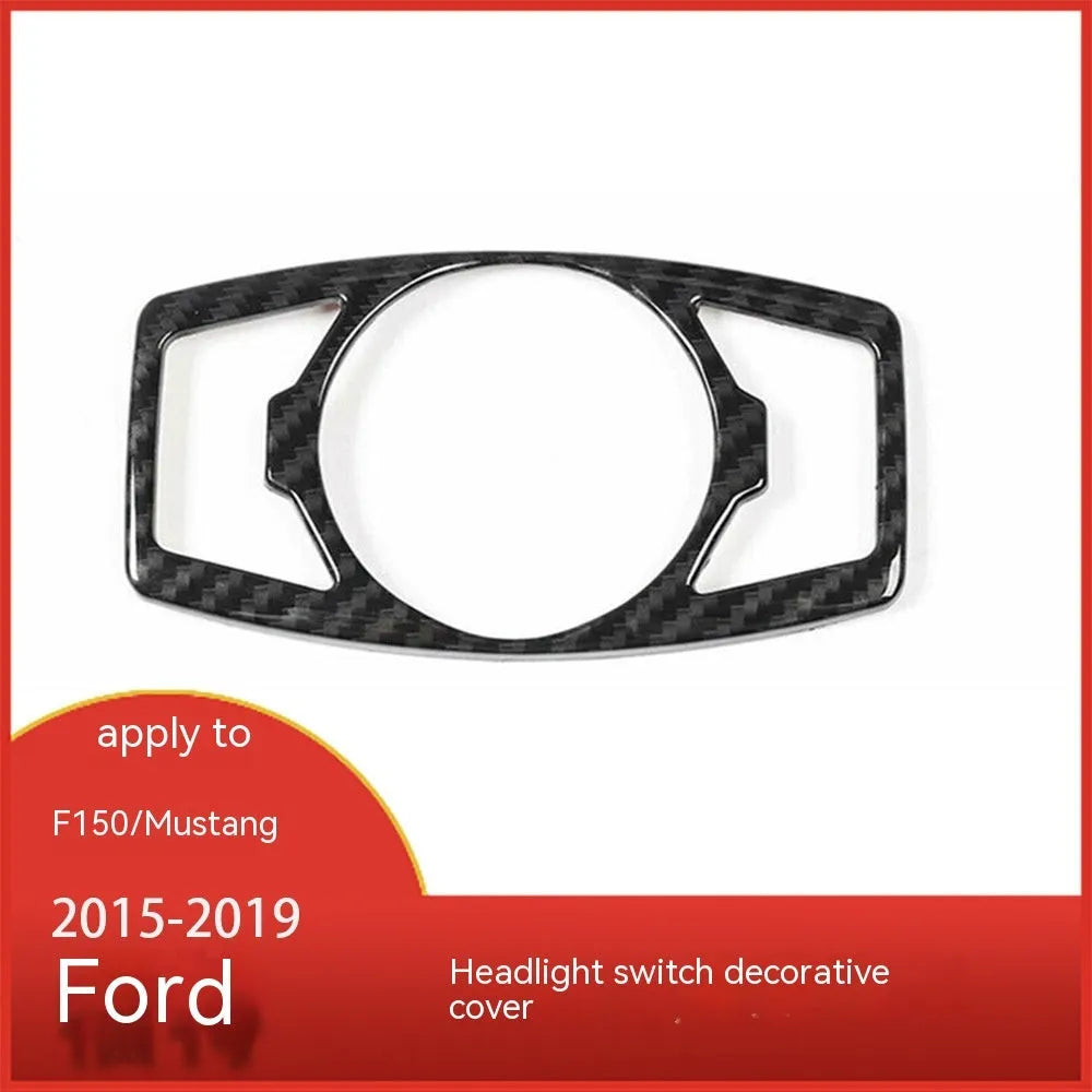 Carbon fibre patterned decorative paster for Ford F150 headlight control panel.