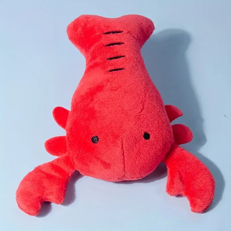 Red soft plush lobster dog toy with squeaker for small and medium breeds