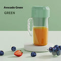 Household multifunction juicer with USB charging in cherry blossom pink or avocado green colours