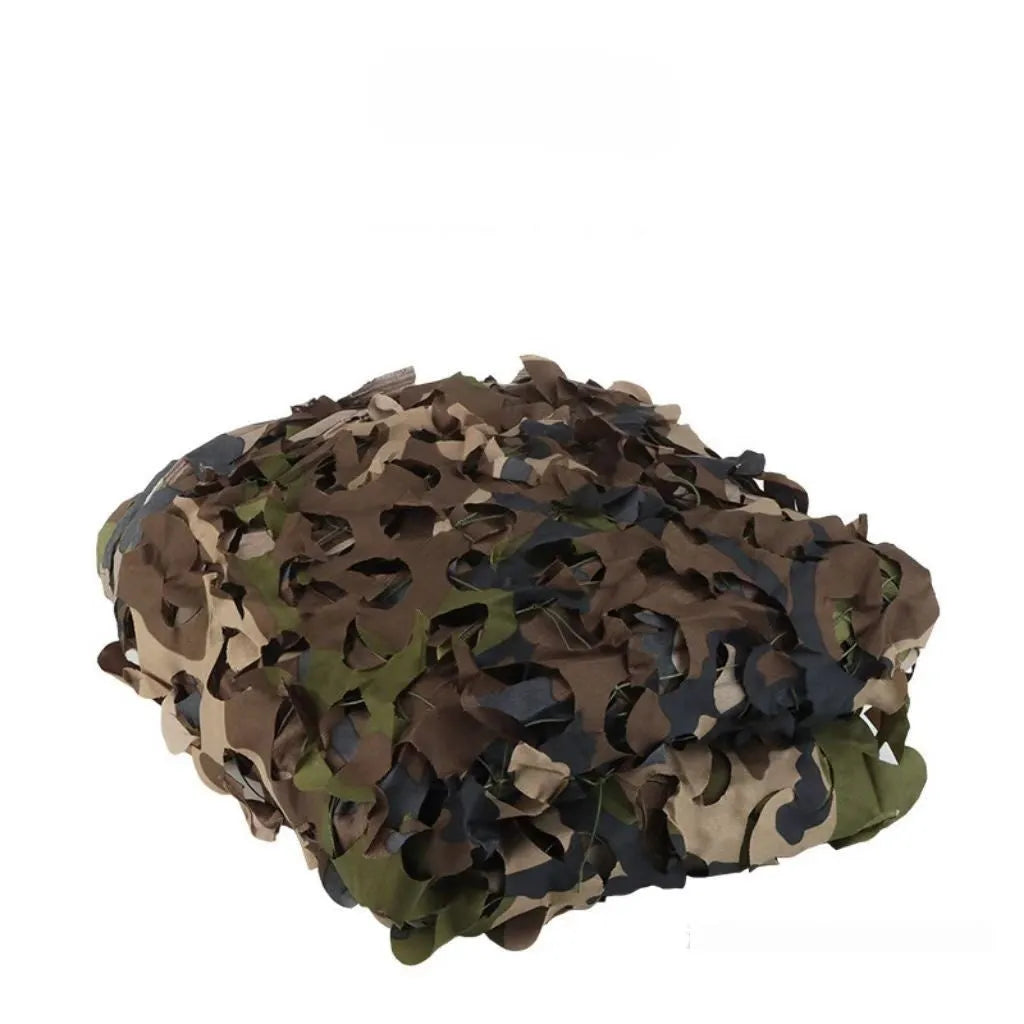 Green camouflage cover net showing multiple pattern options including desert and snow camouflage for outdoor use