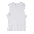 Men's loose fit sports vest in black or white made from breathable quick-dry chemical fibre blend for summer gym training