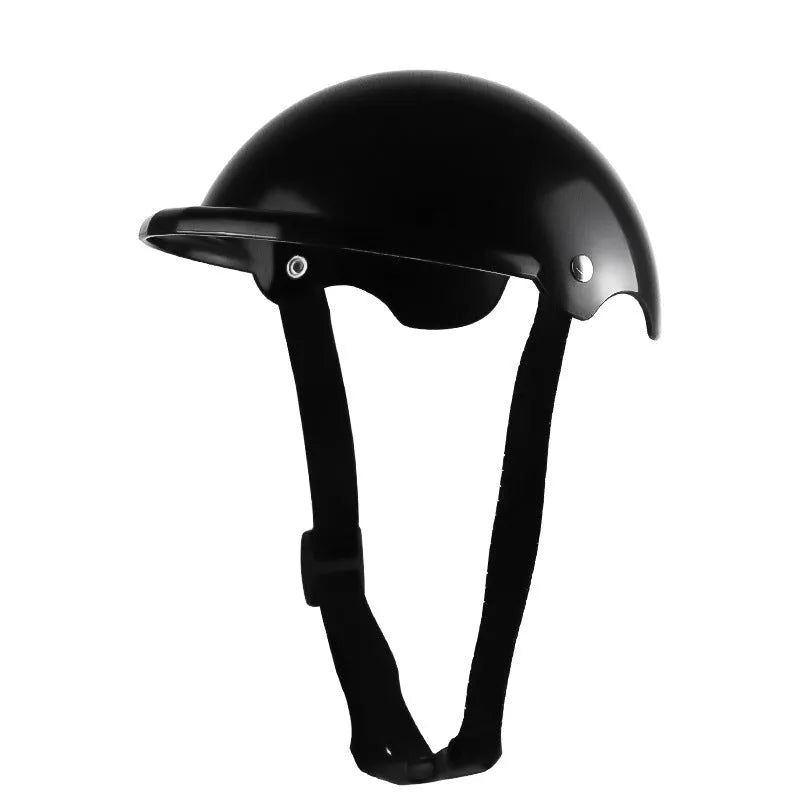 Small S size plastic pet motorcycle helmet in pink, black, yellow, or green colour.