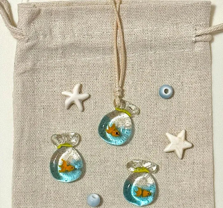 Women's coloured glaze joker pendant necklace on cotton linen clavicle chain