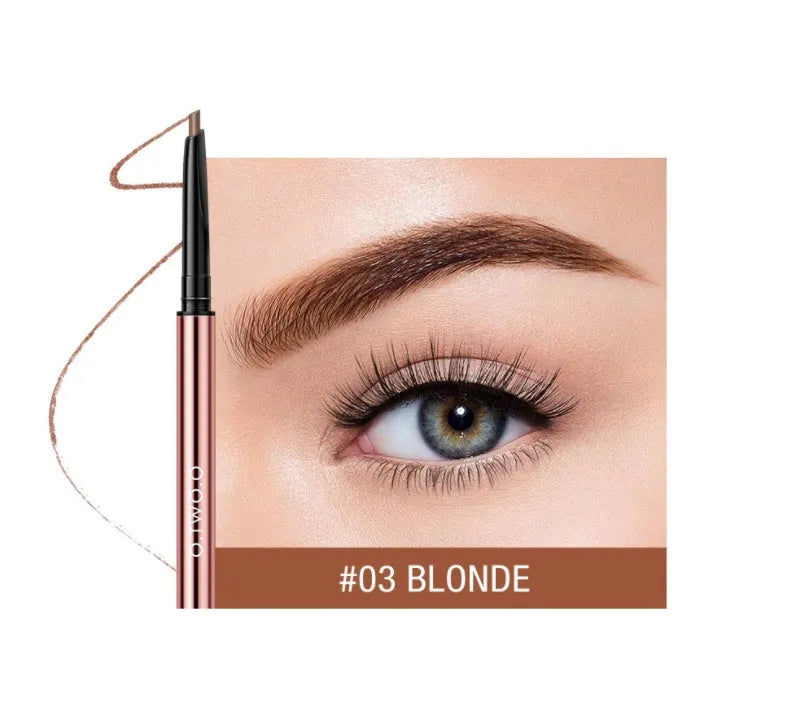 Eyebrow pencil in colour box with natural shades including blonde, auburn, caramel and brown