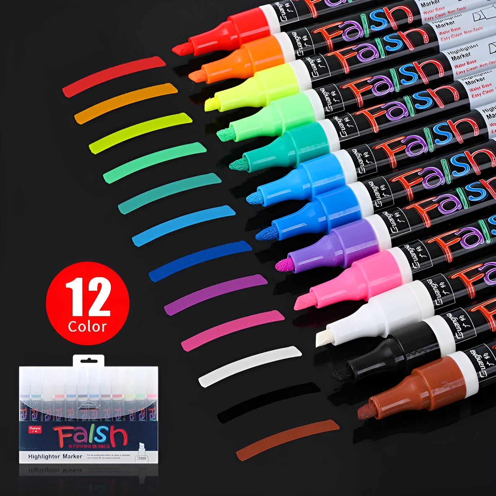 6mm oblique tip fluorescent board highlighter pen with plastic shell in card packaging