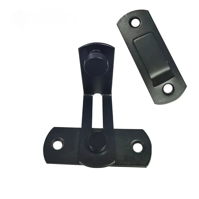 90 degree warehouse hook sliding door lock with black carbon steel and stainless steel construction