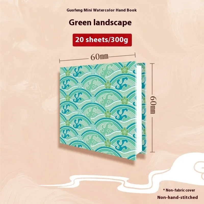 Feiluniao handmade fabric watercolour notebook with artistic cover design, 185mm length for portable sketching