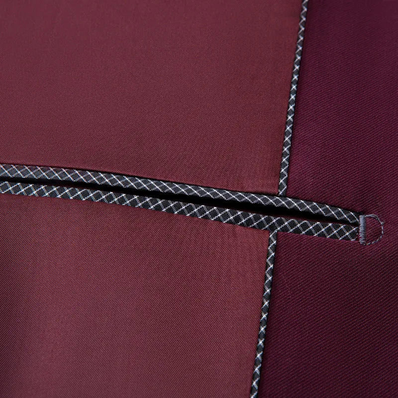 Men's slim-fit three-piece cotton blend suit set with notch lapel in multiple colours for formal or casual wear