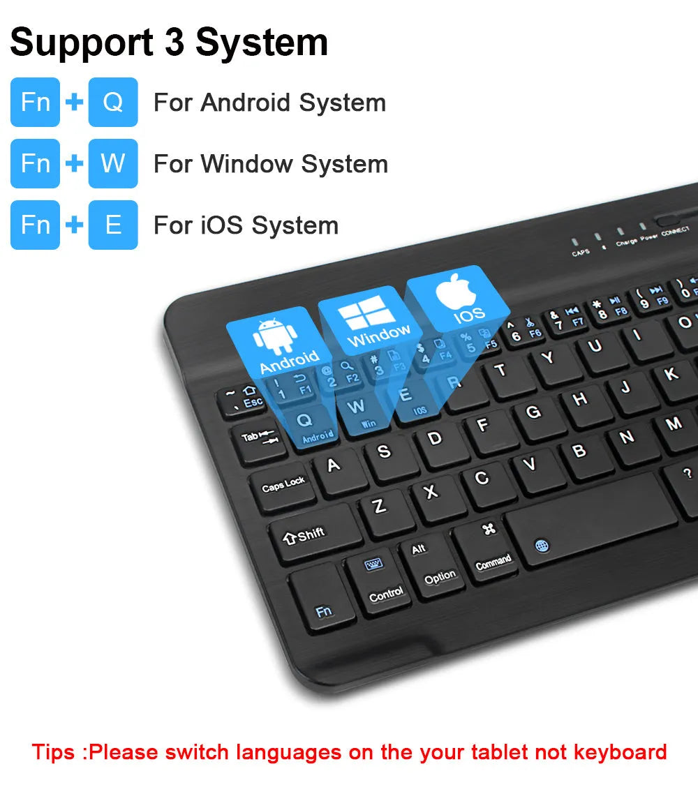 Black or white mini Bluetooth wireless keyboard for 7 9 or 10 inch tablets