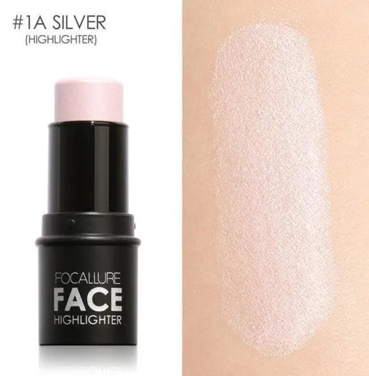 Face contour highlighter makeup product shown in four shade options A, B, C, D for sculpting features.