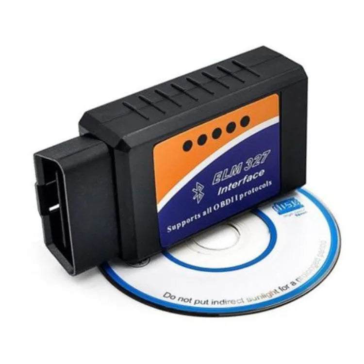 Compact Bluetooth OBD2 diagnostic scanner for vehicle fault code reading and engine monitoring