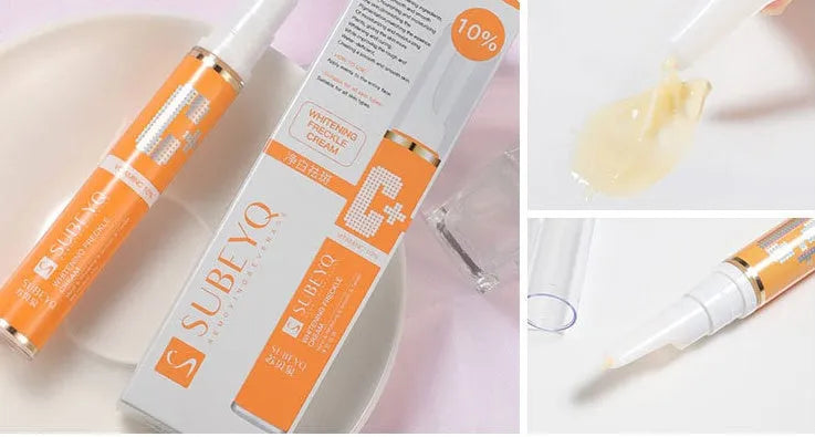 15g freckle cream in orange packaging with skin whitening and moisturising ingredients
