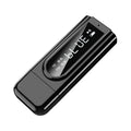 Black car Bluetooth FM transmitter with USB port and 3.5mm AUX input for vehicle audio upgrade