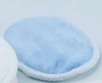 Water pink and light blue velvet makeup remover pads in 8cm size with cotton mesh storage bag