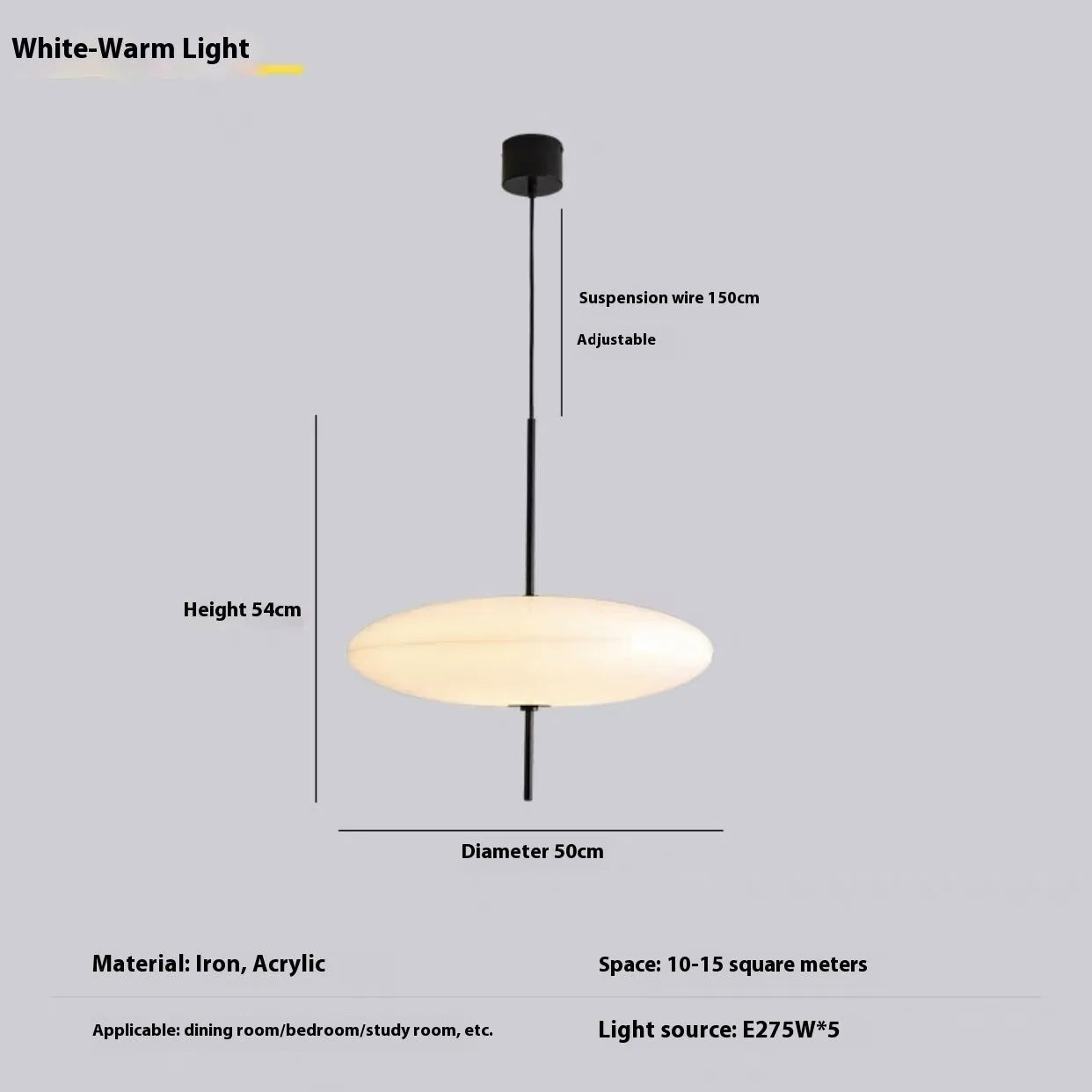 Nordic retro UFO-shaped designer chandelier ceiling light in all white or black and white finish.