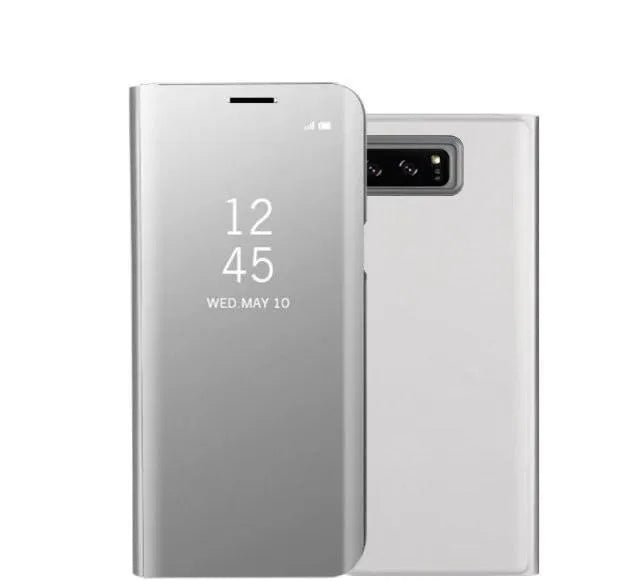 Samsung Galaxy Note20 phone case with a metallic mirror finish and a raised ring bracket on the back.