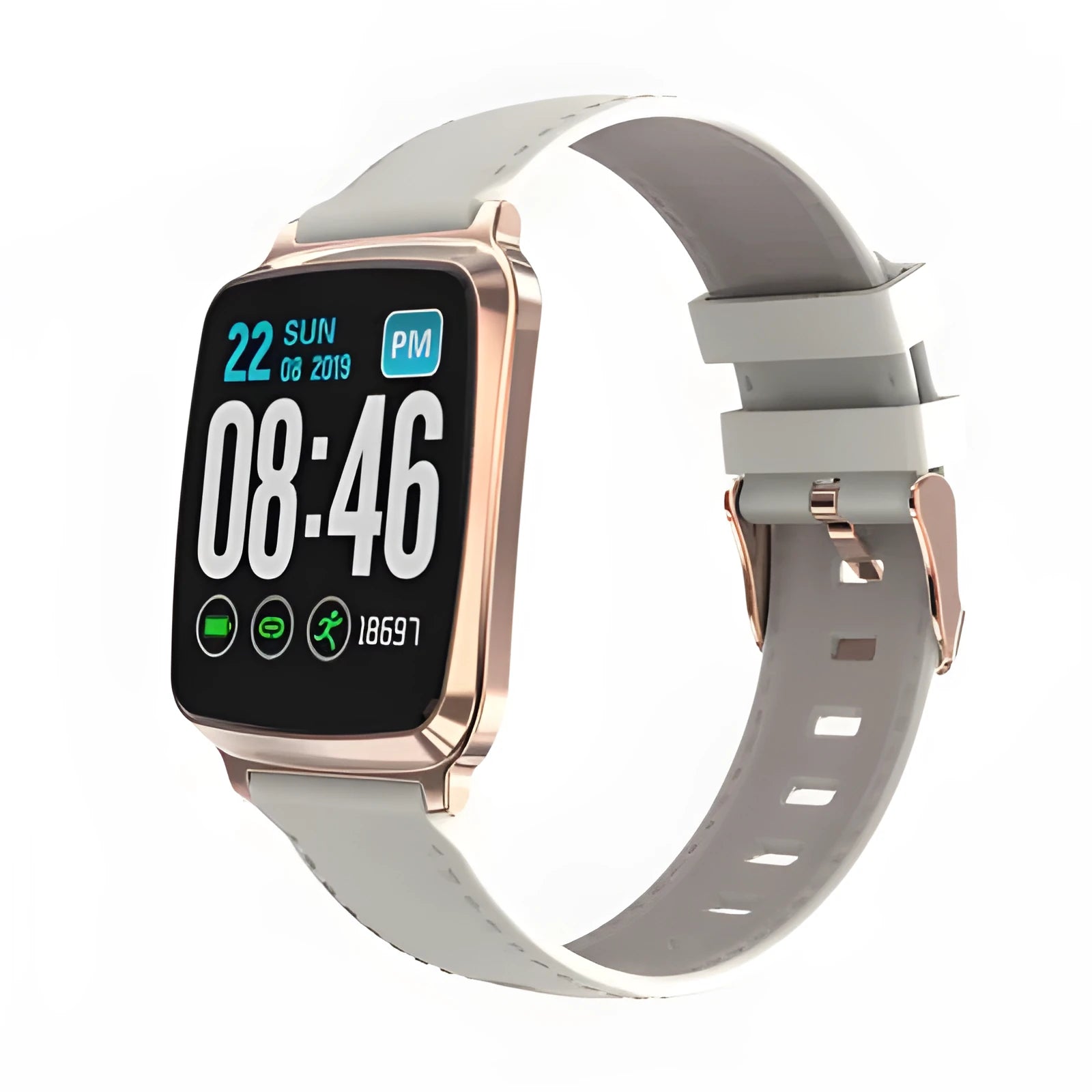 M8 multi-function smart bracelet with touch screen showing heart rate data, on a TPU strap.