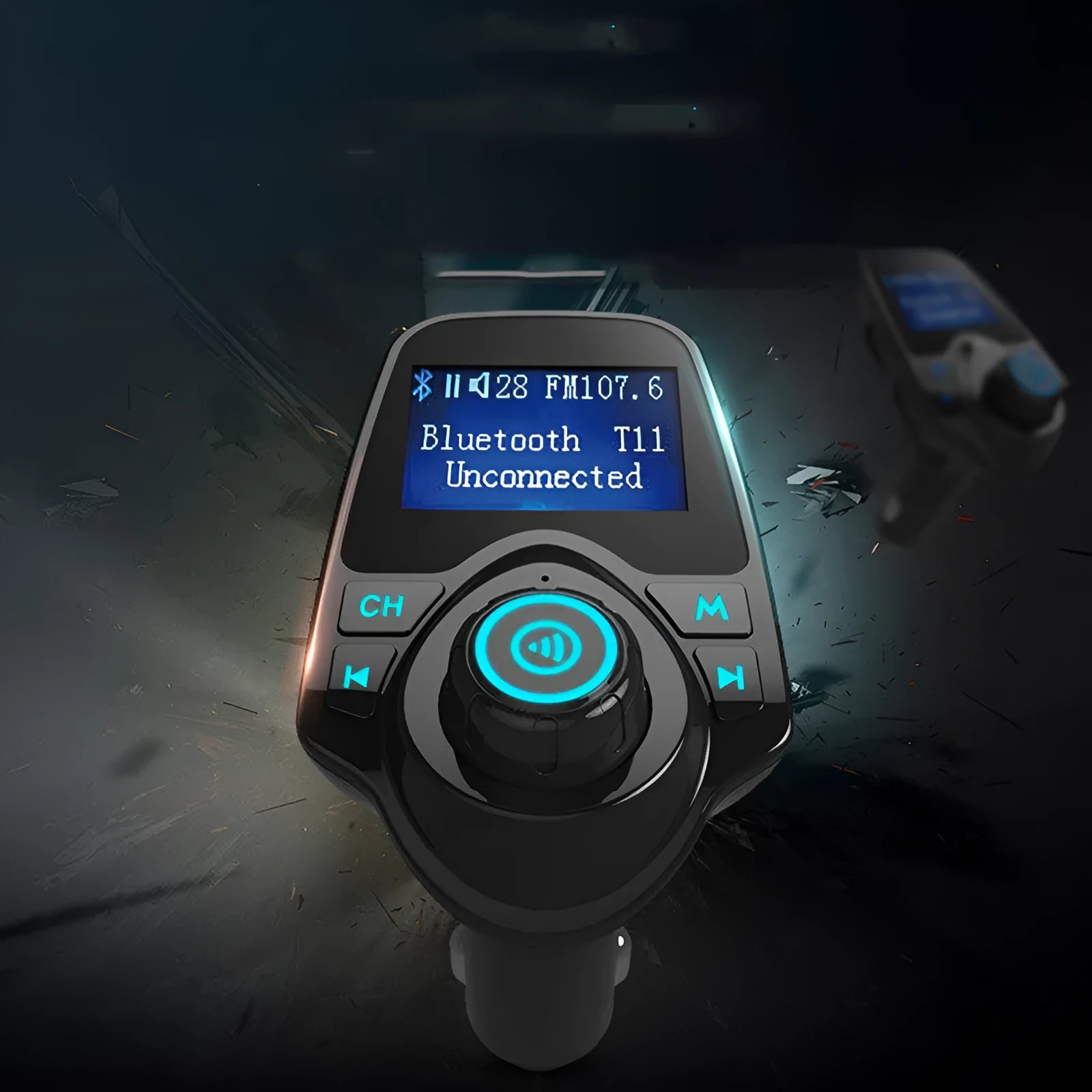 Black G7 Bluetooth car FM transmitter device for hands-free calling and wireless music streaming