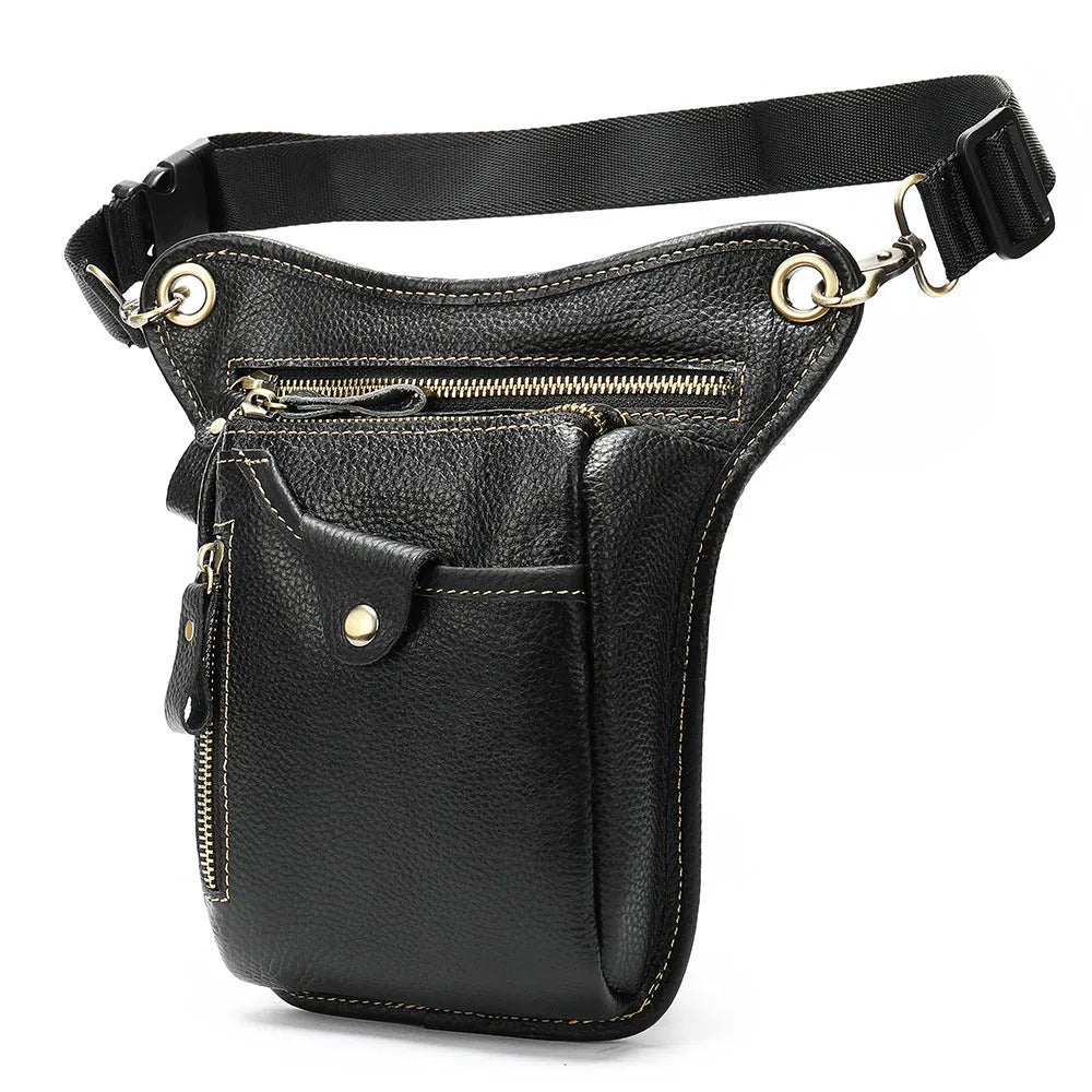 Men's brown crazy horse leather vintage satchel bag with flap closure