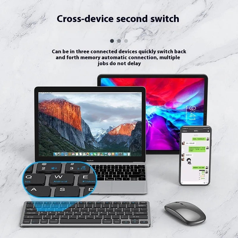 Ultra-thin wireless keyboard and silent mouse combo in black, gunmetal or silver with rechargeable design
