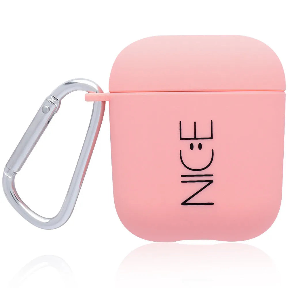 Black and pink AirPods case covers with floral and smiley face decorative patterns