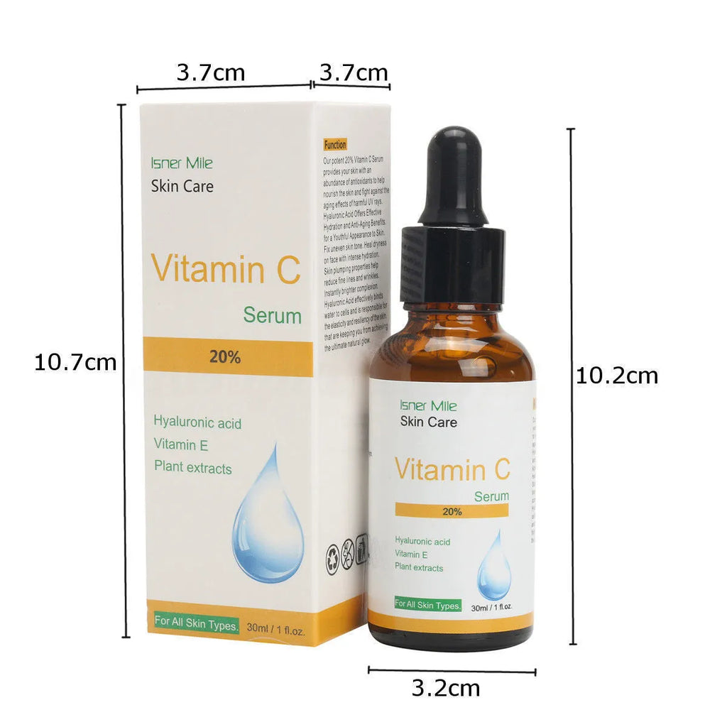 30ml bottle of vitamin C serum essence for skin brightening and firming