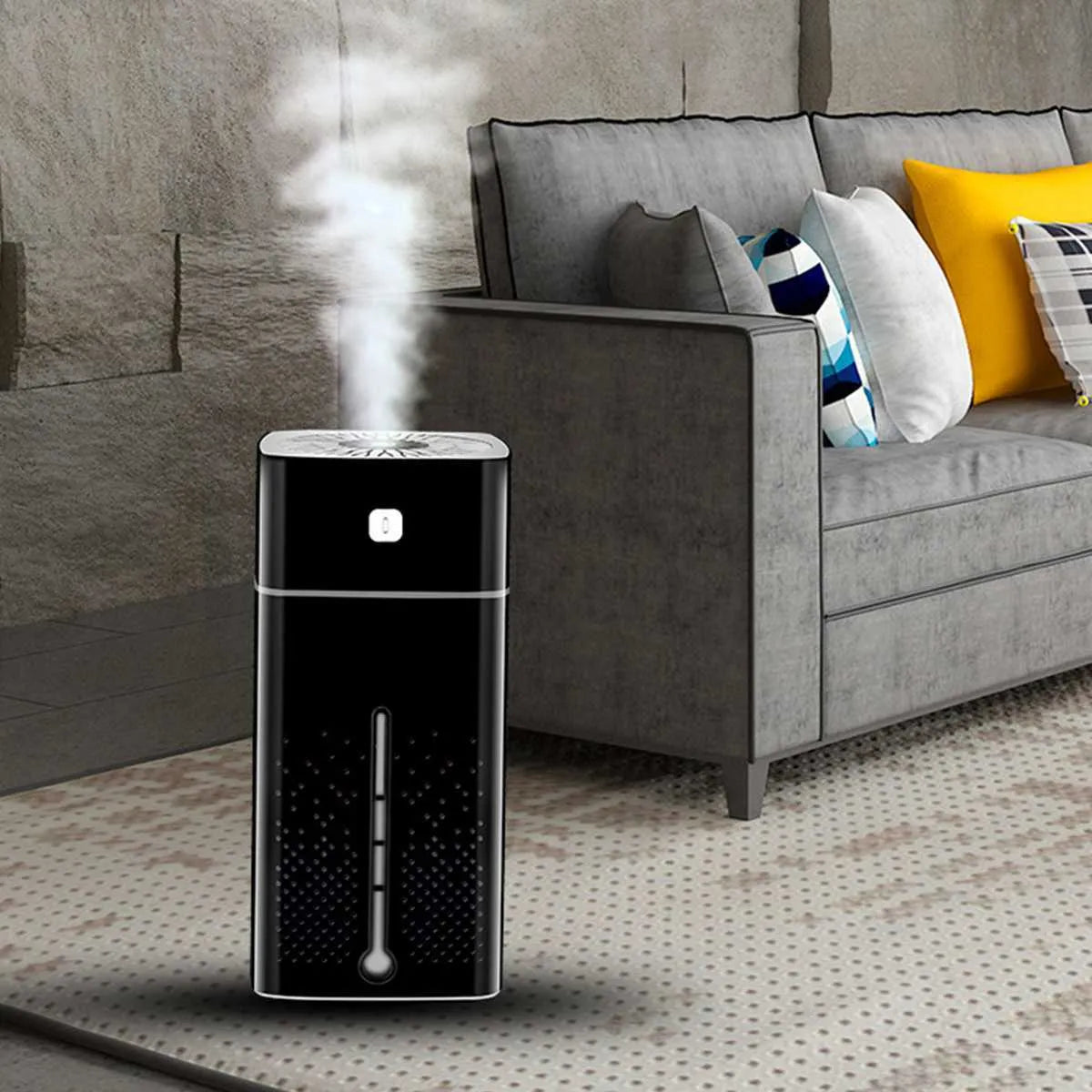 Black or white USB desktop humidifier with 1000ml tank on a desk