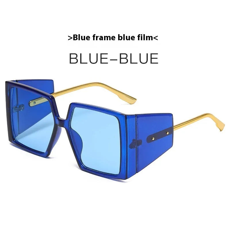 Large square frame sunglasses shown in multiple colour options with UV400 protection lenses