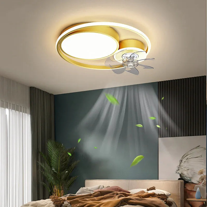 48cm ceiling fan light with metal blades and acrylic lampshade in black finish