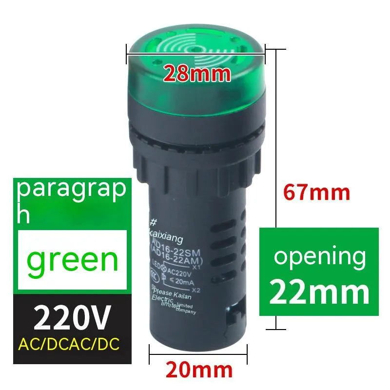 Red AD16-22SM 22mm round flashing sound and light buzzer for panel mounting