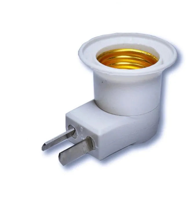 White wall plug-in lamp holder with switch for E27 bulbs showing bakelite housing