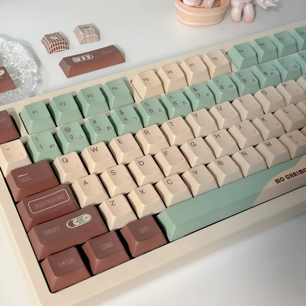 Craft Key CAP mechanical keyboard keycap set with matcha theme design and cross satellite shaft
