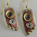 Gold geometric earrings with camouflage leopard print pattern, zinc alloy retro-style ear studs