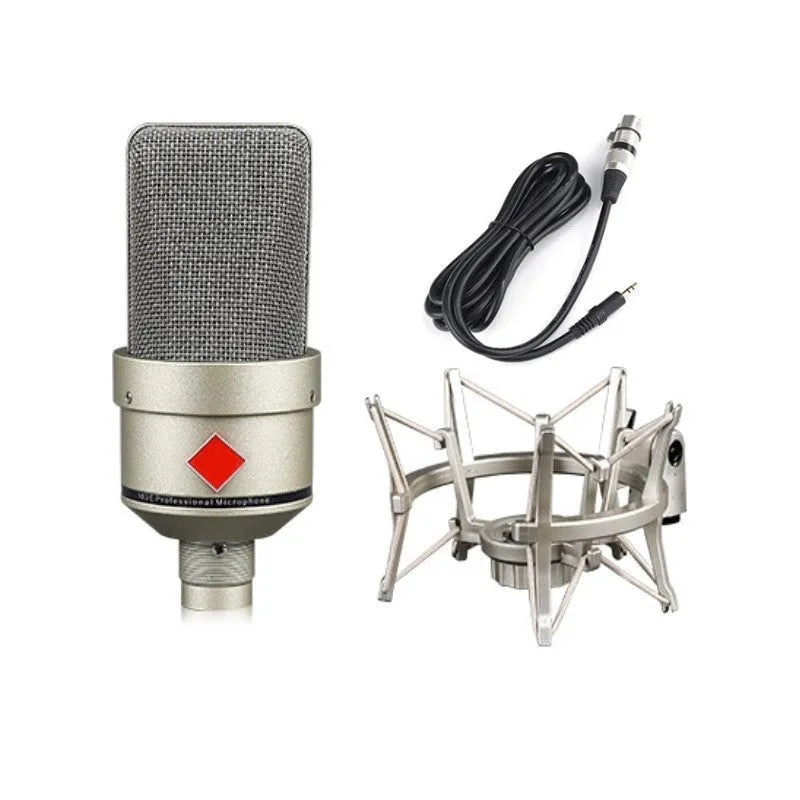 USB condenser microphone with metal stand in champagne gold or black gold finish
