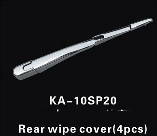 Set of four silvery ABS plastic rear window wiper cover trims for Hyundai 2010 model year vehicles.