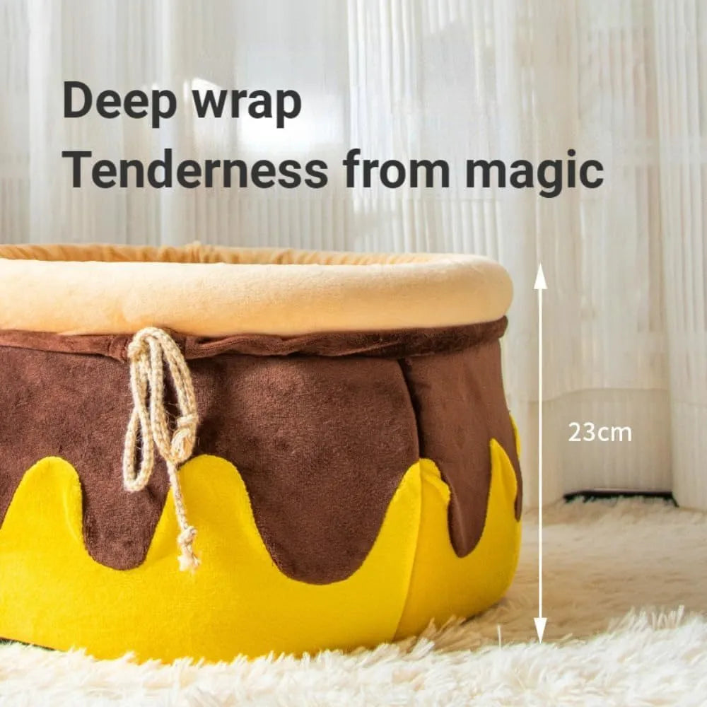 Magic honey pot shaped cat sofa bed in soft fabric with removable pad for small pets