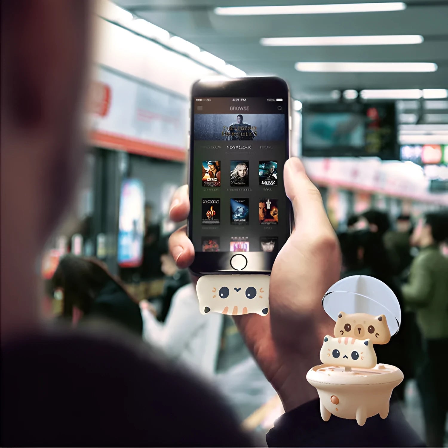 Cartoon bear or cat design power bank compatible with Apple iPhone fast charging