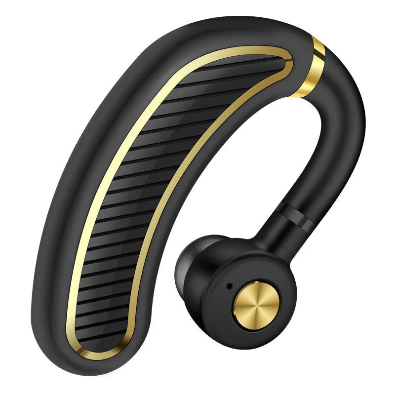 Sweatproof wireless earphones in black gold, black silver, white gold, and box colour options on a charging case.