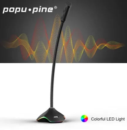 Black wired microphone with pop filter sponge and 3.5mm jack for computer recording
