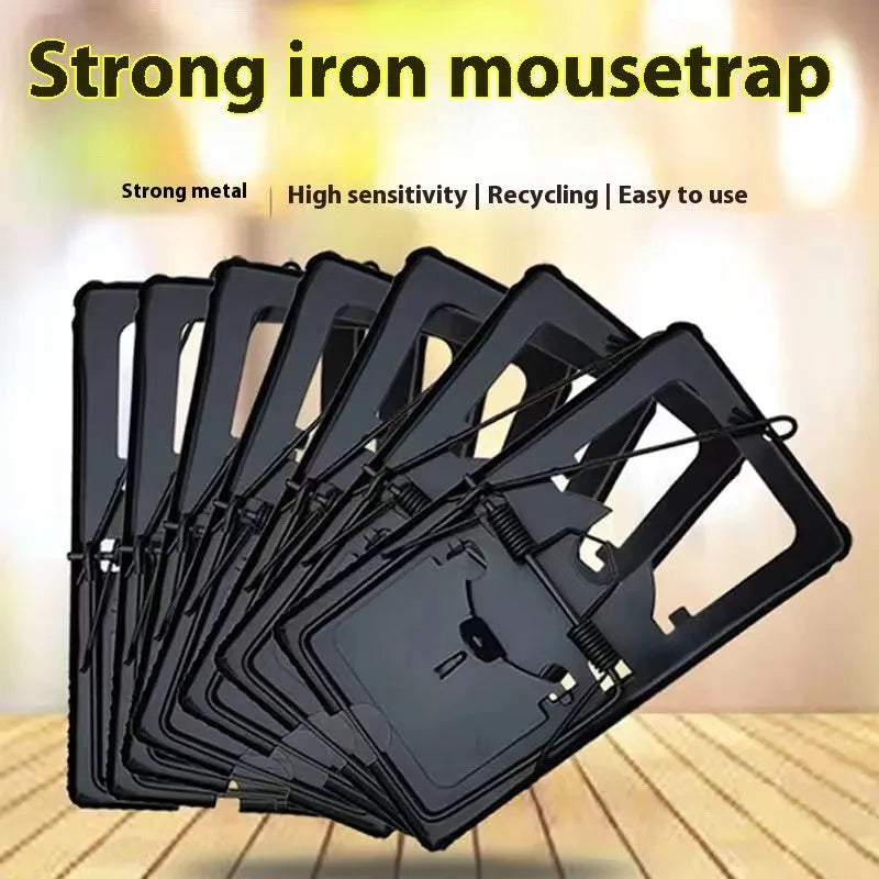 Automatic indoor mouse trap in metal or plastic, shown in small, medium, and large sizes.