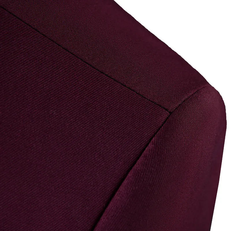 Men's slim-fit three-piece cotton blend suit set with notch lapel in multiple colours for formal or casual wear