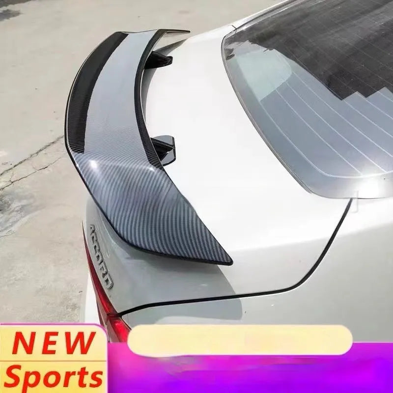 Universal car punch-free tail wing spoiler in ABS plastic with four finish options