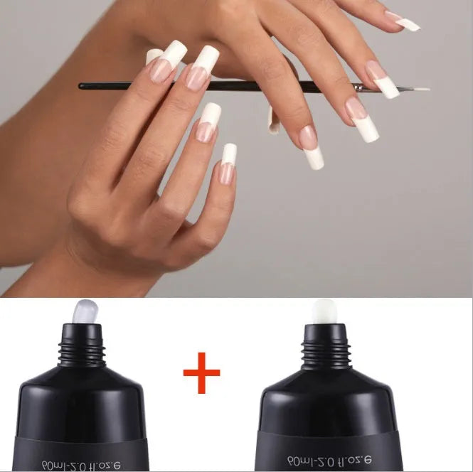 MSHARE Acrylic Poly Gel Nail set with UV builder gel, slip solution, in 30g pot and pink colour on white background