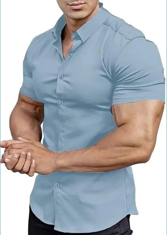 Men's printed short sleeve casual shirt in polyester fibre available in multiple colours and sizes