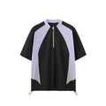 Men's black and beige stitching top with long and short sleeve options in polyester fabric