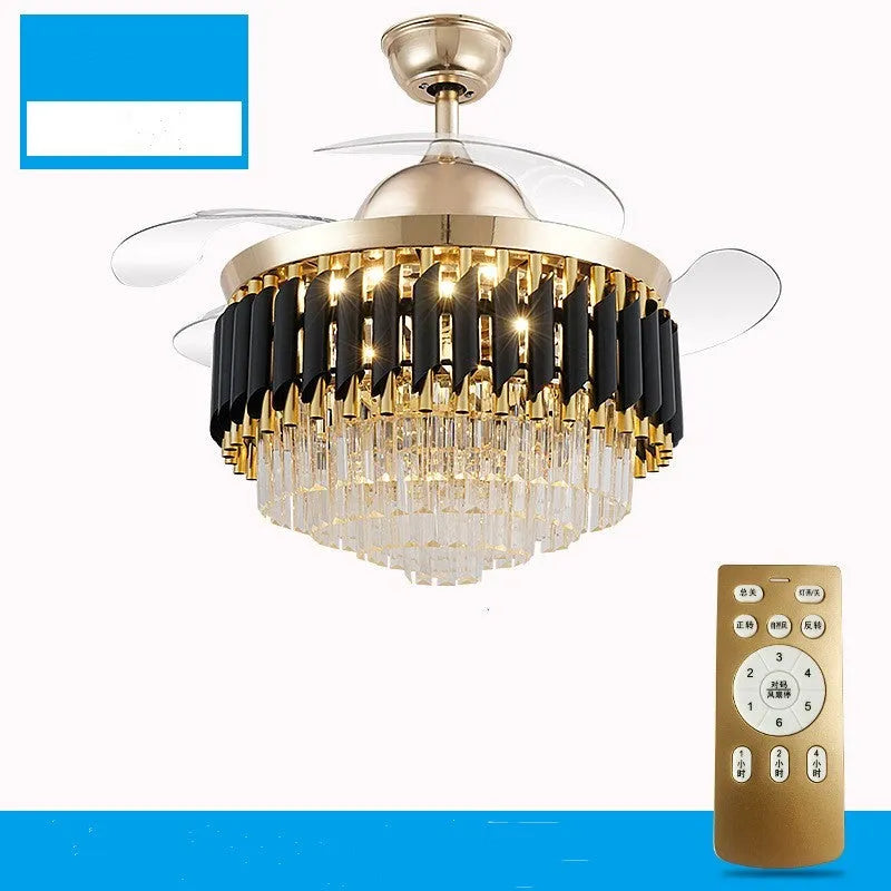 Crystal ceiling fan light with remote control in 42 or 48 inch sizes